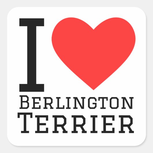Ik hou van de Berlington Terrier Vierkante Sticker (Voorkant)
