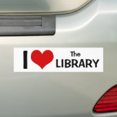 Ik hou van de bibliotheek bumpersticker (Op auto)