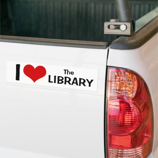 Ik hou van de bibliotheek bumpersticker (Op Truck)