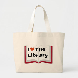 Ik hou van de bibliotheek grote tote bag