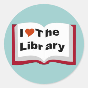 Ik hou van de bibliotheek ronde sticker