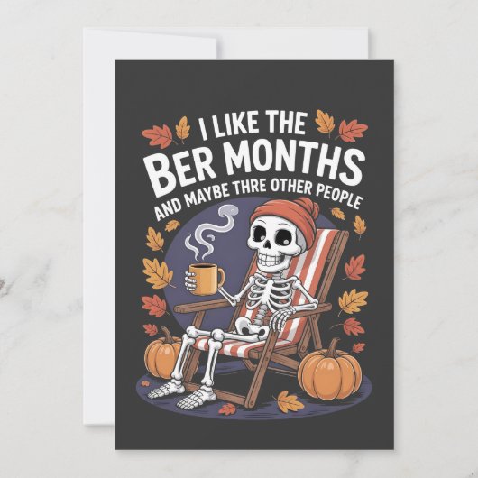 Ik hou van de biermaanden Funny Spooky Skeleton Xm Save The Date (Voorkant)
