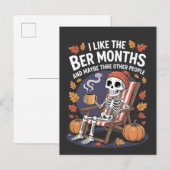 Ik hou van de biermaanden Funny Spooky Skeleton Xm Uitnodiging Briefkaart (Voorkant / Achterkant)