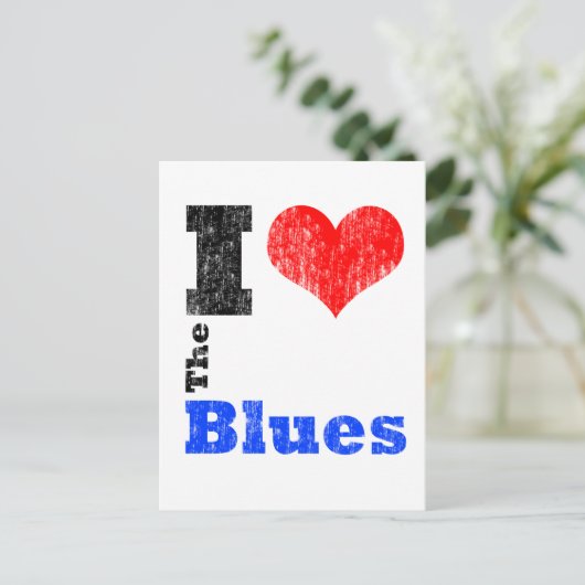 Ik hou van de Blues Briefkaart (Staand voorkant)