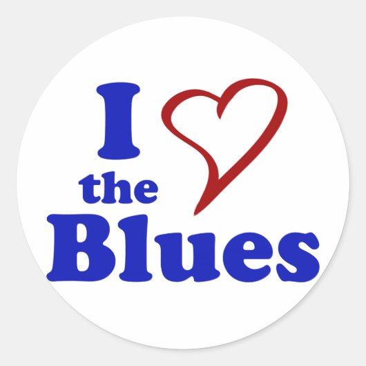 Ik hou van de Blues Ronde Sticker (Voorkant)