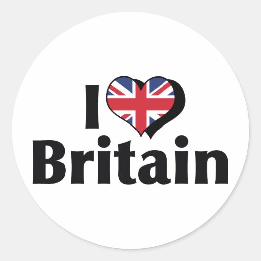 Ik hou van de Britse vlag Ronde Sticker (Voorkant)