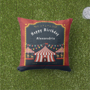 Ik hou van de Circus Child Birthday personaliseren Buitenkussen
