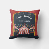 Ik hou van de Circus Child Birthday personaliseren Buitenkussen (Achterkant)