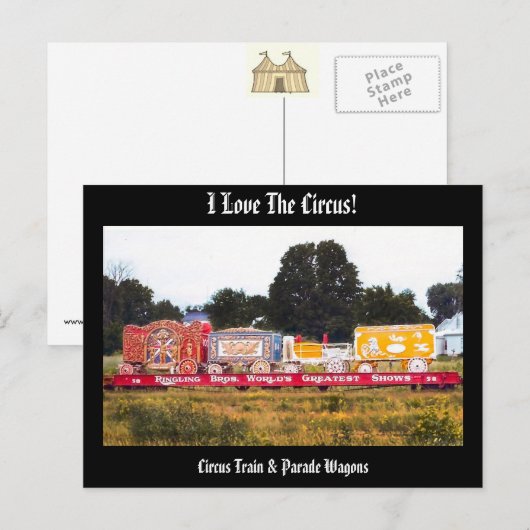 Ik hou van de Circus! Circus Train Briefkaart (Voorkant / Achterkant)