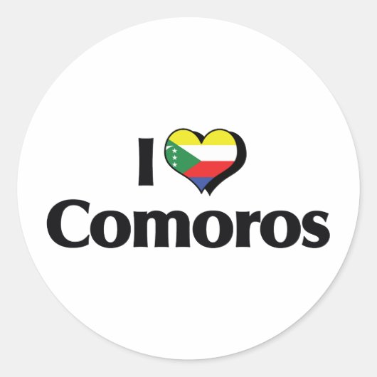 Ik hou van de Comoren vlag Ronde Sticker (Voorkant)