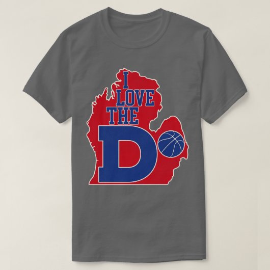 Ik hou van de D Pistons Basketbal T-shirt (Design voorkant)