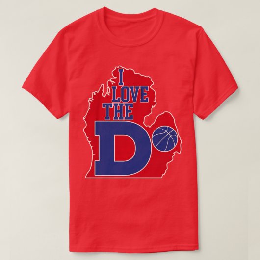 Ik hou van de D Pistons Basketbal T-shirt (Design voorkant)