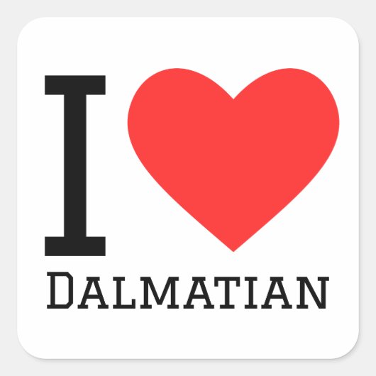 Ik hou van de Dalmatische Vierkante Sticker (Voorkant)