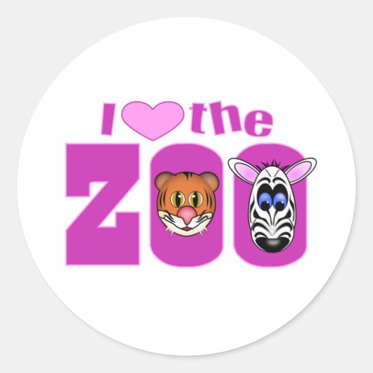 Ik hou van de dierentuin ronde sticker (Voorkant)