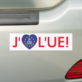 Ik hou van de EU! Bumpersticker in het Frans. (Op auto)