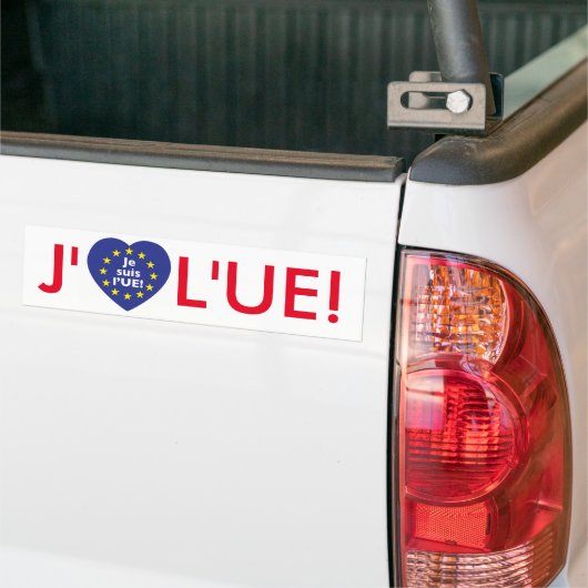 Ik hou van de EU! Bumpersticker in het Frans. (Op Truck)