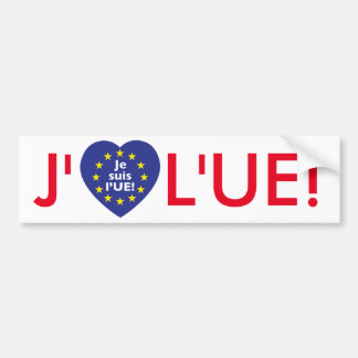 Ik hou van de EU! Bumpersticker in het Frans.