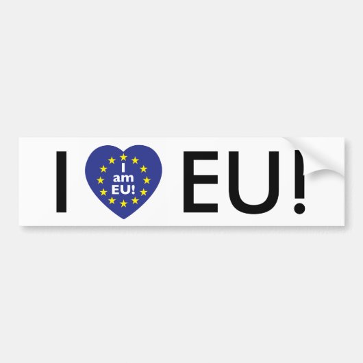 Ik hou van de EU! Ik ben EU! Sticker voor autobump (Voorkant)