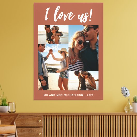 Ik hou van de Foto Terracotta van ons script Canvas Afdruk (Insitu (Woonkamer))