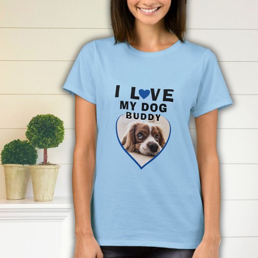 Ik hou van de foto van mijn hond Blue Heart Pet T-shirt