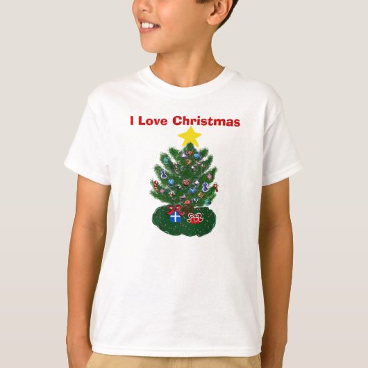 Ik hou van de gele kerstboom t-shirt (Voorkant)