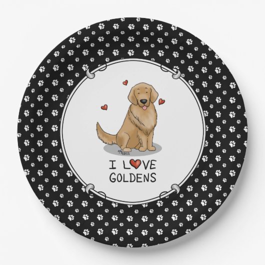 Ik hou van de Golden - ik hou van de gouden riever Papieren Bordje (Voorkant)