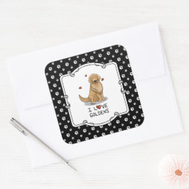 Ik hou van de Golden - ik hou van de gouden riever Vierkante Sticker