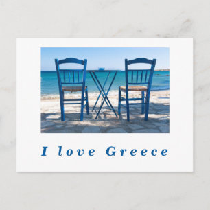 Ik hou van de Griekse taverna foto blauw en wit Briefkaart