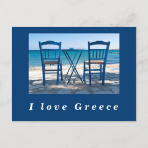 Ik hou van de Griekse taverna foto blauw en wit Briefkaart