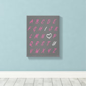 Ik hou van de grijze roze en witte canvaswandkunst canvas afdruk (Insitu (Houten vloer))