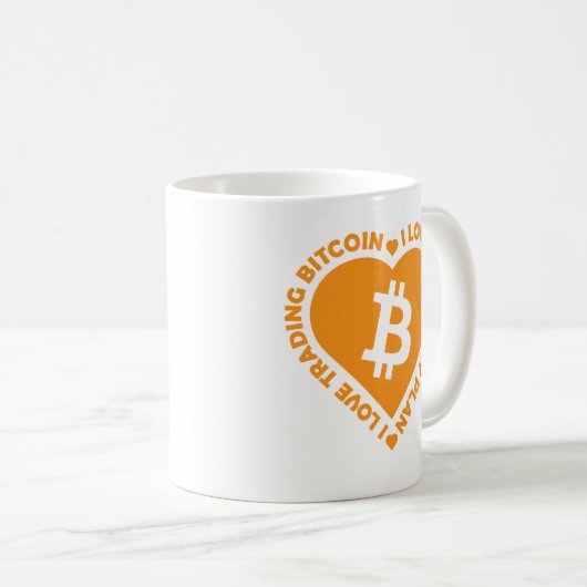 Ik hou van de handel Bitcoin tekst hart Koffiemok (Voorkant rechts)