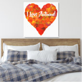 Ik hou van de herfst.—Red Aspen Leaf Heart 1 Canvas Afdruk (Insitu (Slaapkamer))