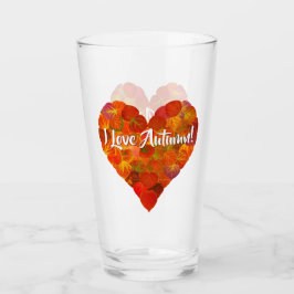 Ik hou van de herfst.—Red Aspen Leaf Heart 1 Glas