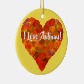 Ik hou van de herfst.—Red Aspen Leaf Heart 1 Keramisch Ornament (Rechts)