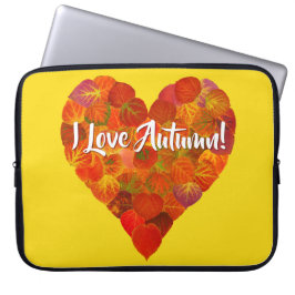 Ik hou van de herfst.—Red Aspen Leaf Heart 1 Laptop Sleeve