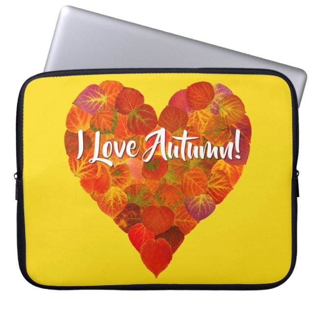 Ik hou van de herfst.—Red Aspen Leaf Heart 1 Laptop Sleeve (Voorkant)
