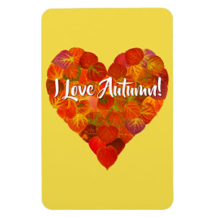 Ik hou van de herfst.—Red Aspen Leaf Heart 1 Magneet