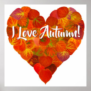 Ik hou van de herfst.—Red Aspen Leaf Heart 1 Poster