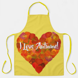Ik hou van de herfst.—Red Aspen Leaf Heart 1 Schort