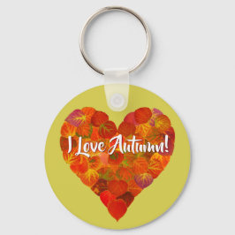 Ik hou van de herfst.—Red Aspen Leaf Heart 1 Sleutelhanger