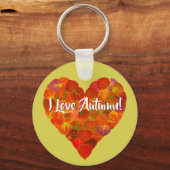 Ik hou van de herfst.—Red Aspen Leaf Heart 1 Sleutelhanger (Voorkant)