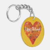 Ik hou van de herfst.—Red Aspen Leaf Heart 1 Sleutelhanger (Voorkant Links)