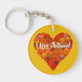 Ik hou van de herfst.—Red Aspen Leaf Heart 1 Sleutelhanger