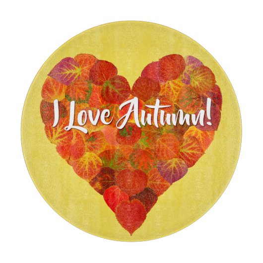 Ik hou van de herfst.—Red Aspen Leaf Heart 1 Snijplank (Voorkant)