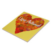 Ik hou van de herfst.—Red Aspen Leaf Heart 1 Tegeltje (Zijkant)
