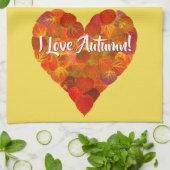 Ik hou van de herfst.—Red Aspen Leaf Heart 1 Theedoek (Gevouwen)