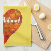 Ik hou van de herfst.—Red Aspen Leaf Heart 1 Theedoek (Quarter Fold)