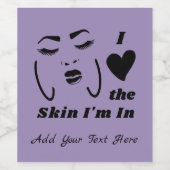 Ik hou van de huid die ik in lavendel heb wijn etiket (Enkel label)