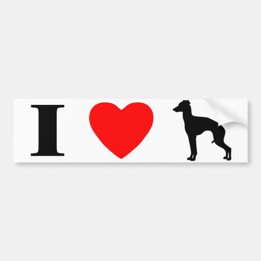 Ik hou van de Italiaanse Bumpersticker Greyhounds (Voorkant)