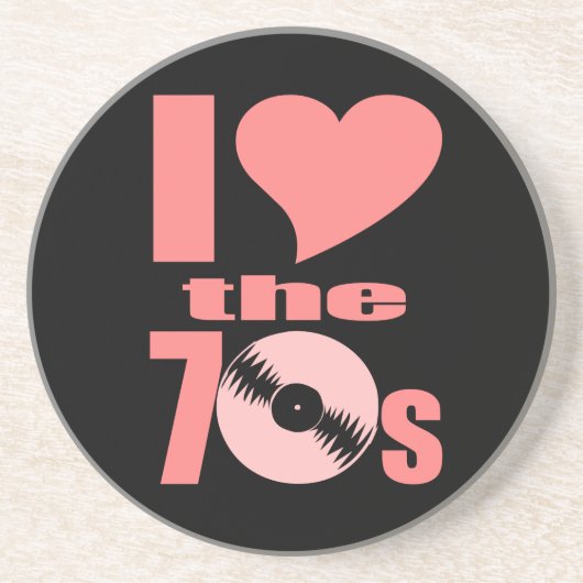 Ik hou van de jaren 70 zandsteen onderzetter (Voorkant)